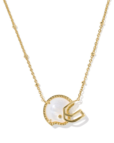 Kendra Scott Football Helmet Gold Short Pendant Necklace in Ivory Mother of Pearl