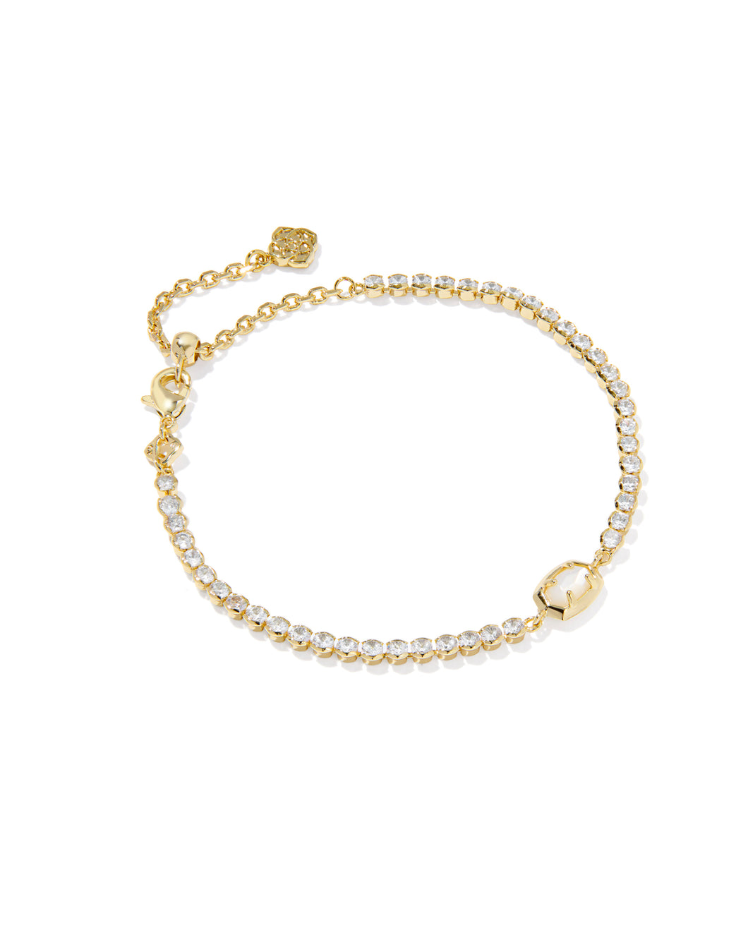 Kendra Scott Emilie Gold Tennis Bracelet in Ivory Mother of Pearl