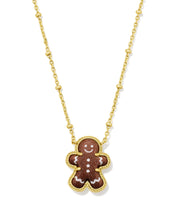Load image into Gallery viewer, Kendra Scott Gingerbread Gold Short Pendant Necklace in Brown Goldstone