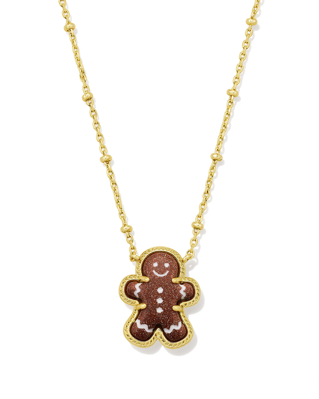 Kendra Scott Gingerbread Gold Short Pendant Necklace in Brown Goldstone