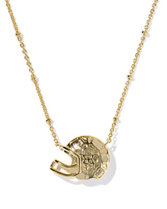 Kendra Scott Football Helmet Gold Short Pendant Necklace in Ivory Mother of Pearl