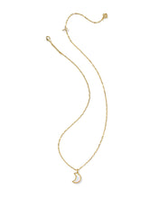 Load image into Gallery viewer, Kendra Scott Moon Gold Short Pendant Necklace in White Opalescent Resin