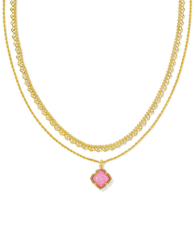 Kendra Scott Mallory Rose Gold Multi Strand Necklace in Blush Ivory Mother of Pearl