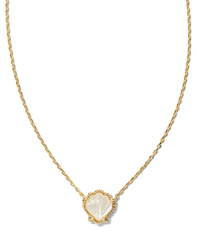 Kendra Scott Brynne Gold Shell Pendant Necklace in Ivory Mother of Pearl