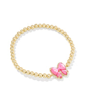 Load image into Gallery viewer, Kendra Scott Haley Gold Bow Stretch Bracelet in Rose Violet Mother of Pearl