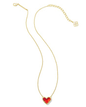 Load image into Gallery viewer, Kendra Scott Ari Heart Short Gold Pendant Necklace in Red Illusion