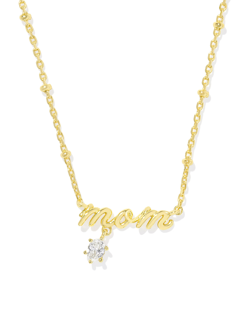 Kendra Scott Mom Gold Crystal Short Pendant Necklace in White CZ