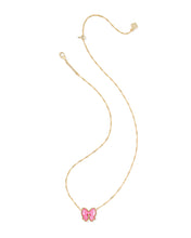 Load image into Gallery viewer, Kendra Scott Haley Gold Bow Short Pendant Necklace in Rose Violet Mother of Pearl