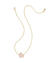 Load image into Gallery viewer, Kendra Scott Bunny Gold Short Pendant Necklace in Blush Pink Dichroic Glass