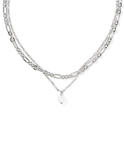 Kendra Scott Ashton Silver Multi Strand Necklace in Freshwater Cultured Pearl
