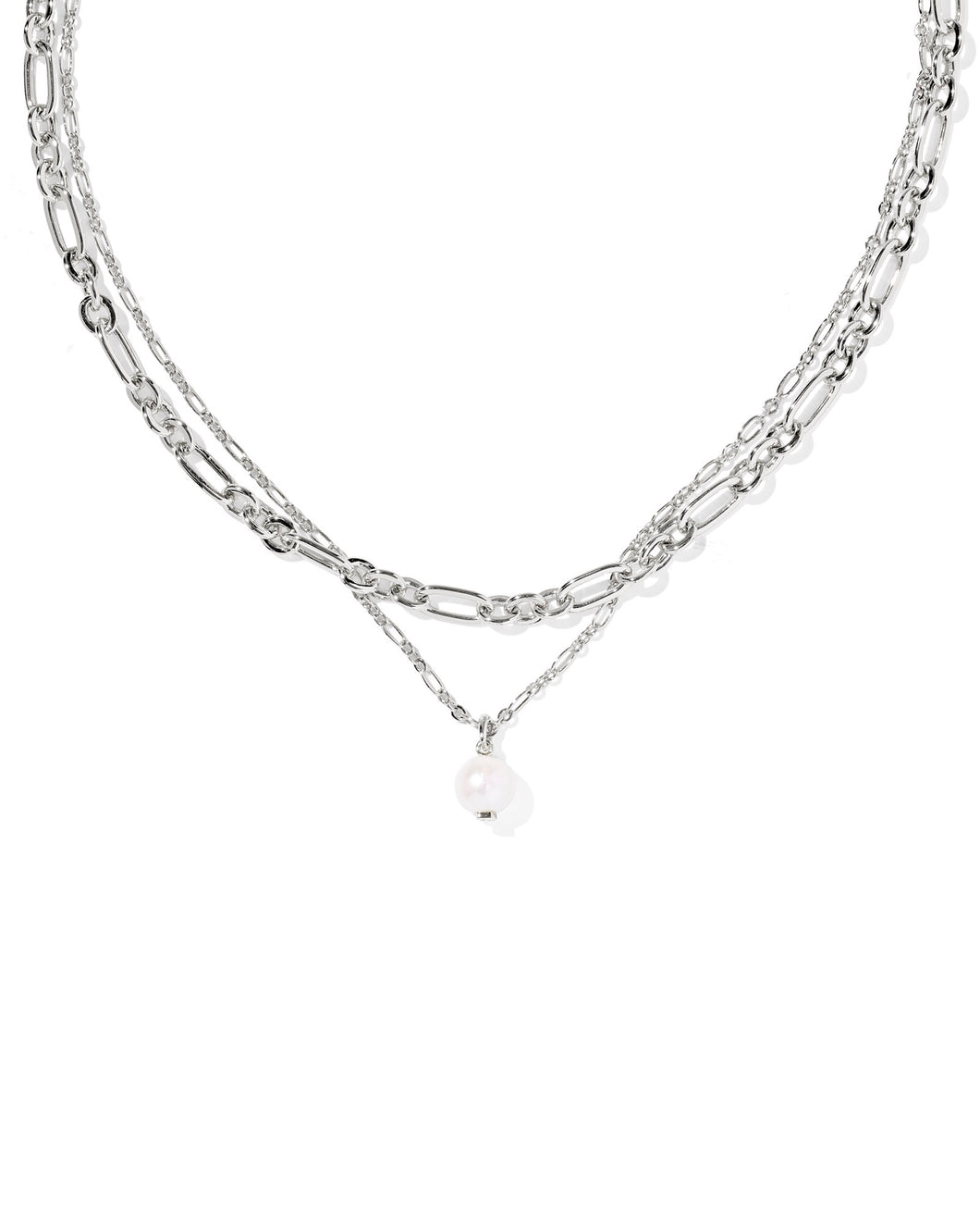 Kendra Scott Ashton Silver Multi Strand Necklace in Freshwater Cultured Pearl