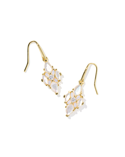 Kendra Scott Abbie Gold Crystal Drop Earrings in Neutral Mix