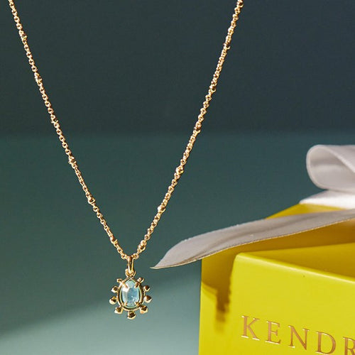 Kendra Scott Melinda Gold Pendant Necklace in Aqua Illusion