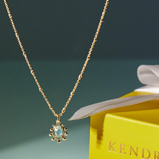 Kendra Scott Melinda Gold Pendant Necklace in Aqua Illusion