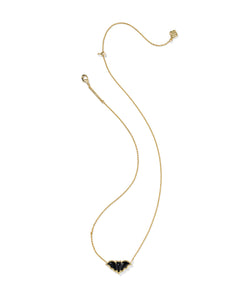 Kendra Scott Bat Gold Short Pendant Necklace in Golden Obsidian