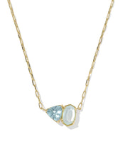 Load image into Gallery viewer, Kendra Scott Tatum Gold Short Pendant Necklace in Light Blue Mix