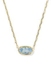 Load image into Gallery viewer, Kendra Scott Elisa Luxe Gold Short Pendant Necklace in Light Blue