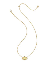 Load image into Gallery viewer, Kendra Scott Elisa Scallop Frame Gold Short Pendant Necklace in Yellow Iridescent Abalone