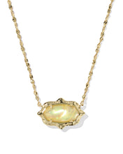 Load image into Gallery viewer, Kendra Scott Elisa Scallop Frame Gold Short Pendant Necklace in Yellow Iridescent Abalone