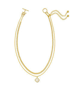 Kendra Scott Mallory Rose Gold Multi Strand Necklace in Ivory Mother of Pearl