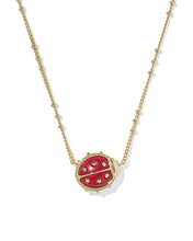 Load image into Gallery viewer, Kendra Scott Ladybug Gold Short Pendant Necklace in Red Vermillion Magnesite