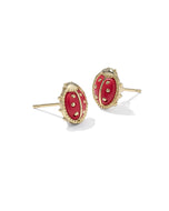 Kendra Scott Ladybug Gold Stud Earrings in Red Vermillion Magnesite