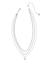 Load image into Gallery viewer, Kendra Scott Mini Elisa Silver Triple Strand Necklace in Iridescent Drusy