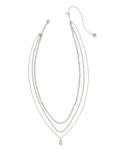 Kendra Scott Mini Elisa Silver Triple Strand Necklace in Iridescent Drusy