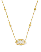 Load image into Gallery viewer, Kendra Scott Elisa Lattice Frame Gold Short Pendant Necklace in Ivory Mother of Pearl