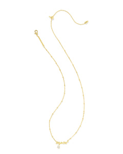 Kendra Scott Mom Gold Crystal Short Pendant Necklace in White CZ