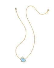 Load image into Gallery viewer, Kendra Scott Bunny Gold Short Pendant Necklace in Light Blue Dichroic Glass