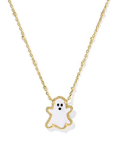 Kendra Scott Ghost Gold Short Pendant Necklace in White Mother of Pearl