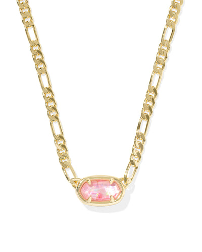 Kendra Scott Elisa Gold Figaro Chain Pendant Necklace in Pink Iridescent Mother of Pearl