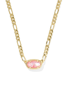 Kendra Scott Elisa Gold Figaro Chain Pendant Necklace in Pink Iridescent Mother of Pearl