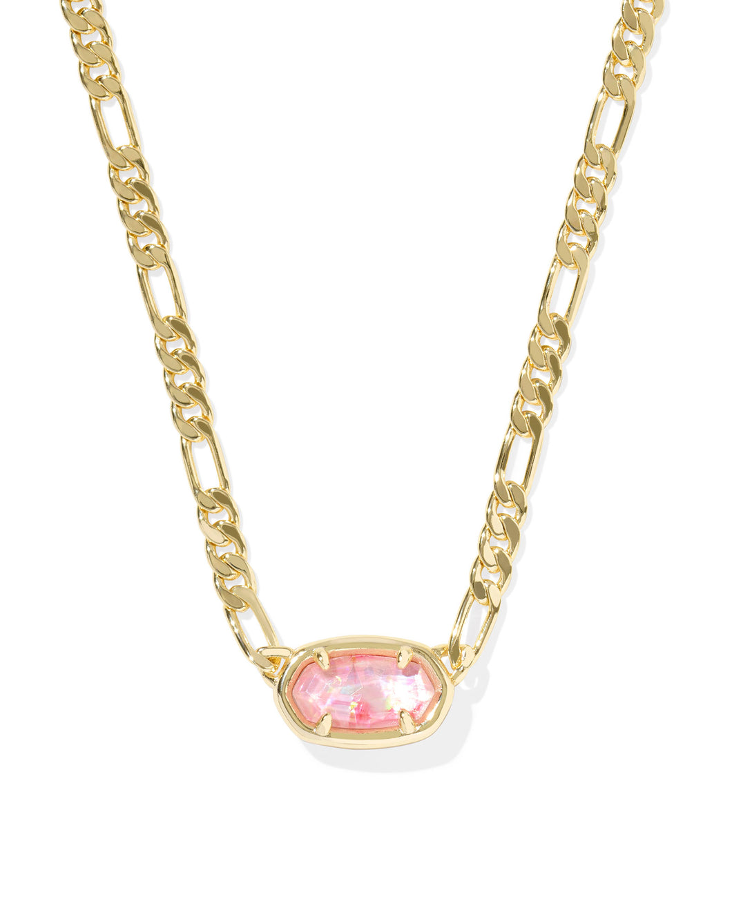 Kendra Scott Elisa Gold Figaro Chain Pendant Necklace in Pink Iridescent Mother of Pearl