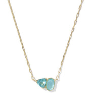 Load image into Gallery viewer, Kendra Scott Tatum Gold Short Pendant Necklace in Blue Mix