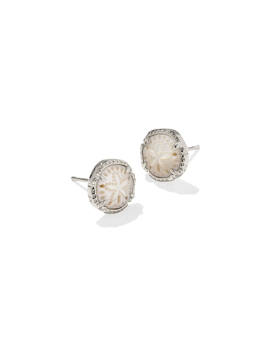 Kendra Scott Sand Dollar Silver Stud Earrings in Natural Mother of Pearl