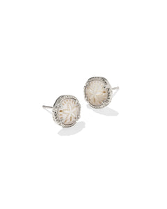 Kendra Scott Sand Dollar Silver Stud Earrings in Natural Mother of Pearl