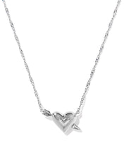 Load image into Gallery viewer, Kendra Scott Ari Heart Arrow Silver Short Pendant Necklace in Pink Opalescent Resin
