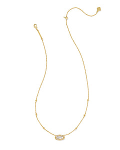 Kendra Scott Elisa Lattice Frame Gold Short Pendant Necklace in Ivory Mother of Pearl