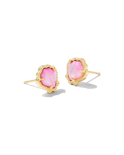 Kendra Scott Brynne Gold Shell Stud Earrings in Blush Ivory Mother of Pearl