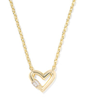 Load image into Gallery viewer, Kendra Scott Emery Heart Gold Short Pendant Necklace in White Crystal