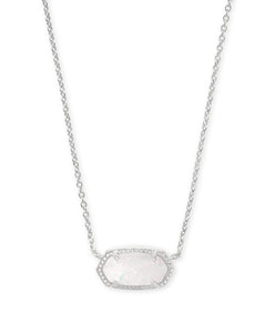 Kendra Scott Elisa Silver Short Pendant Necklace in White Opal