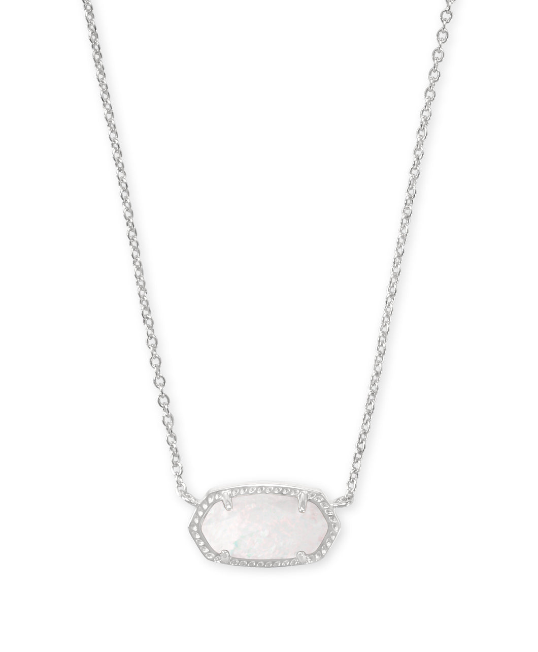 Kendra Scott Elisa Silver Short Pendant Necklace in White Opal