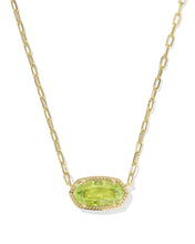 Load image into Gallery viewer, Kendra Scott Elisa Luxe Gold Short Pendant Necklace in Light Green