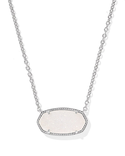 Kendra Scott Elisa Statement Short Pendant Necklace - Iridescent Drusy - Silver