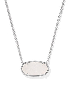 Kendra Scott Elisa Statement Short Pendant Necklace - Iridescent Drusy - Silver