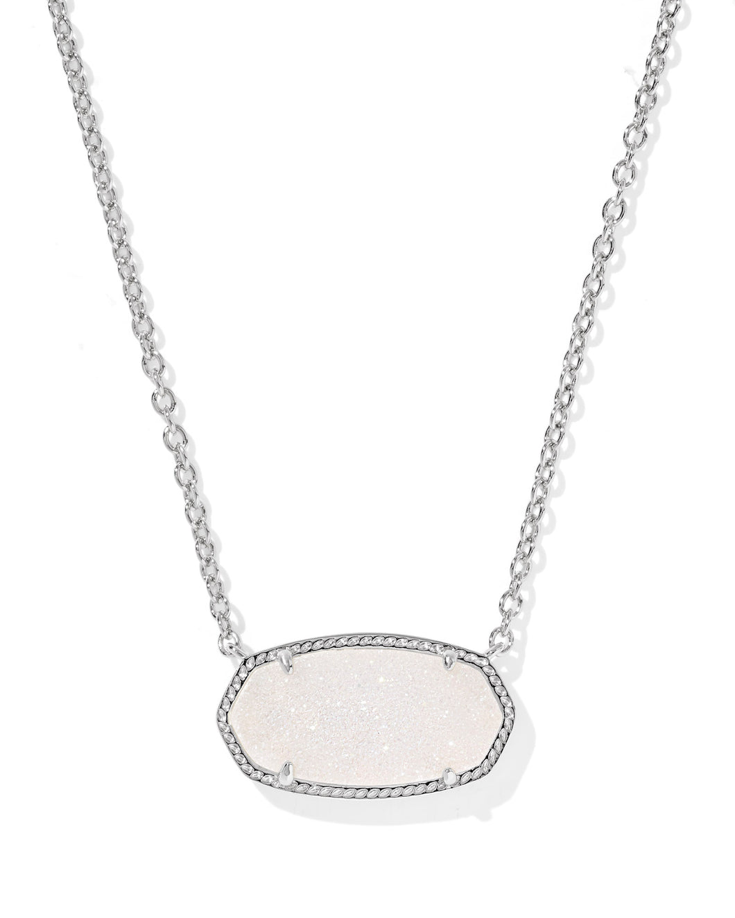 Kendra Scott Elisa Statement Short Pendant Necklace - Iridescent Drusy - Silver