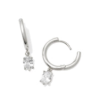 Load image into Gallery viewer, Kendra Scott Cailin Single Stone Silver Huggie Earrings in White Crystal