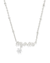 Load image into Gallery viewer, Kendra Scott Mom Silver Crystal Short Pendant Necklace in White CZ